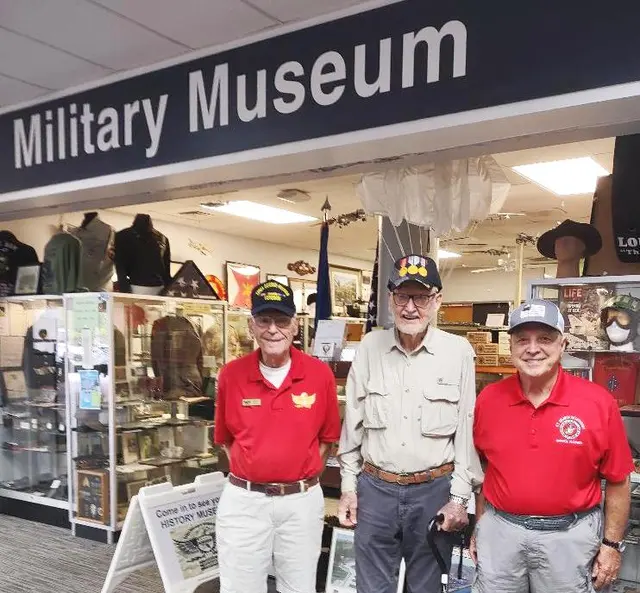 Joel Banow representing the museum with Bruce Hayhoe and Dave Hinds, personally sponsored the Avow Hospice Veterans Awareness Luncheon