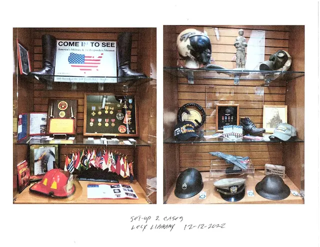 Two display cases at the Lely Library