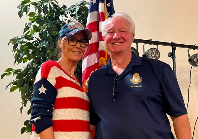 Key note speaker Ed Brandt, retired US Army Brigadier General and Corie Higgins, Bradford Square, at the Museum’s Memorial Day Program